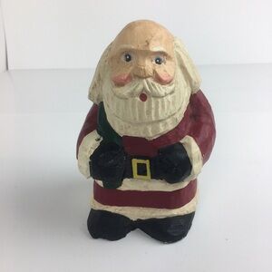 Bath & Body Works Holiday 1995 Carved Wooden Bald Santa Claus Primitive Rare VTG